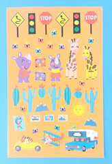 Vintage Adventure Animals Sticker Sheet (Orange Background)