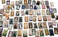 10pc NEW Cat Kitty Tarot Card Stickers Mystical Laptop Bottle Journal Decals