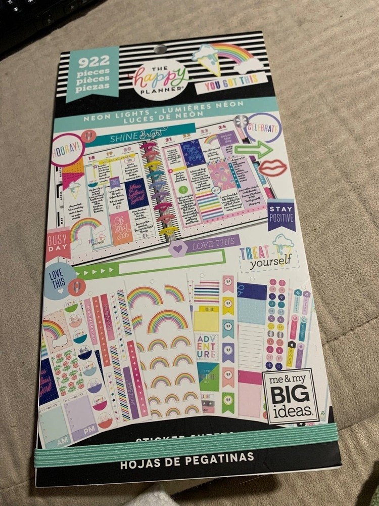Erin Condren The Happy Planner neon lights sticker book 922 pieces 90% complete