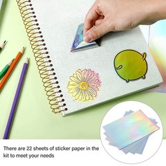 22 Sheets A4 Printable Holographic Sticker Paper Efficient Inkjet For DIY