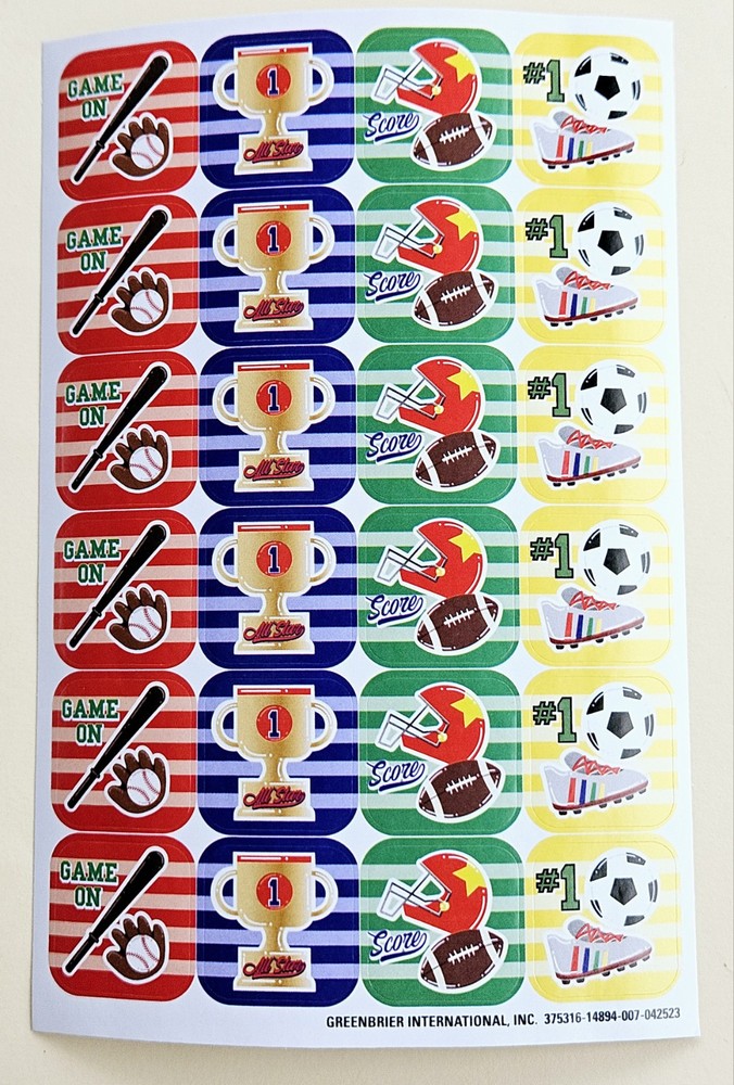 Sport /Balls Sticker sheet. Soccer, Rugby, Tennis…