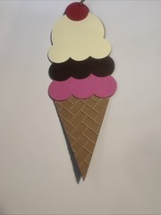 Ice Cream Cone Paper Piece Die Cut Handmade For Scrapbooking & Card Making