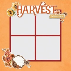 SS Page Pieces DieCuts Autumn Breeze Harvest Sunflowers Pine Cones Give Thanks