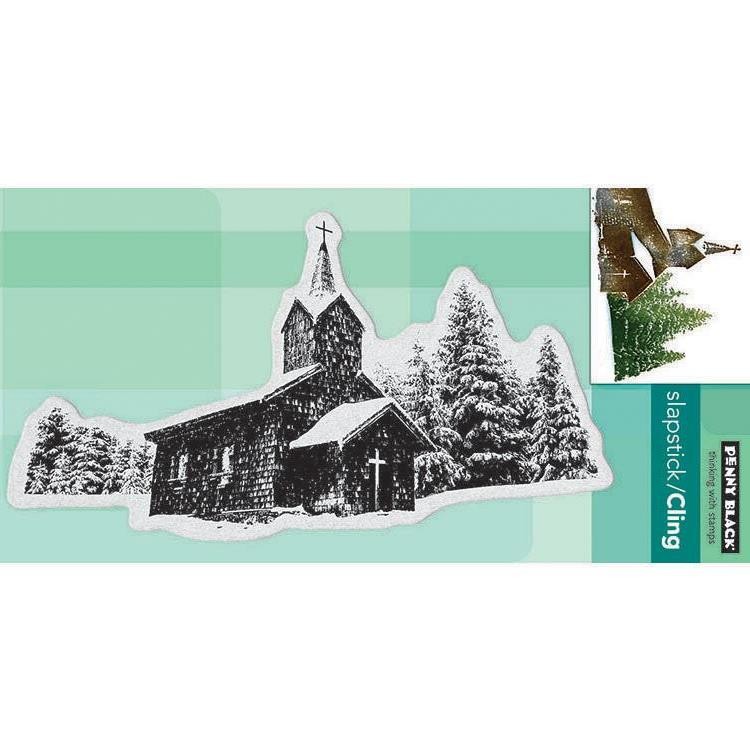 New Penny Black RUBBER STAMP Christmas WINTER SOLACE CHURCH