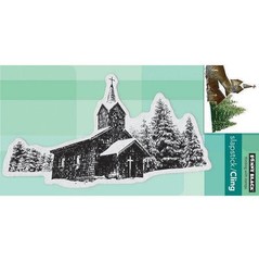 New Penny Black RUBBER STAMP Christmas WINTER SOLACE CHURCH