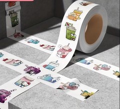 40 PCs ~1×1.2” Sanrio Hello Kitty Stickers with Drinks Cinnamoroll Kuromi Melody