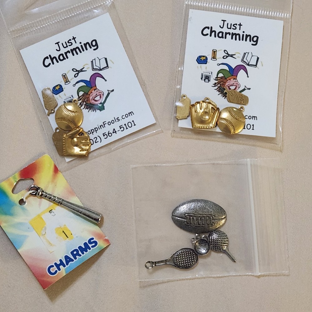 NEW Lot 4 Pkgs Metal Charms SPORTS Just Charming Darice Scrapbooks Crafts -A