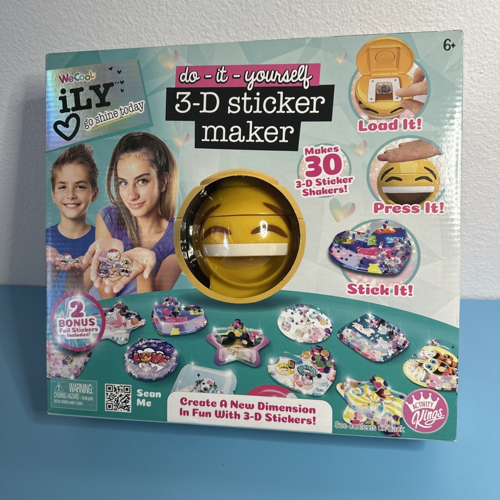 New iLY DIY 3D Sticker Maker Craft Kit with Sprinkles Glitter and Gems