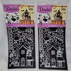 2 Sheets Scrapbooking Adhesive Patterns Stencils Stickers Halloween Witch Boo