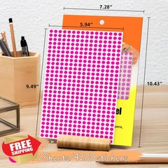WANSTE Fluorescent Pink Color Coding Stickers 4200PCS