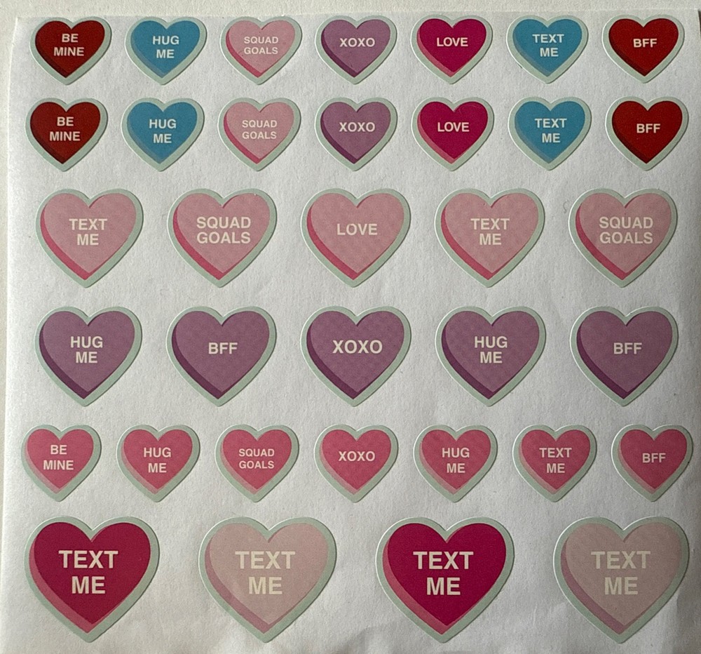 CANDY HEART Stickers (35pc)Sayings…Messages…Love…Valentine’s Day…Card Making…