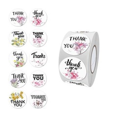 DNYMJBO 500 PCS Thank You Stickers 1 Inch Floral Pattern Designs #A244