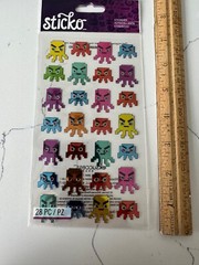 Sticko Dimensional 28 PC Multi Color Space Critter Stickers Scrapbooking Crafts