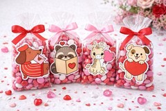 Valentine’s Day Cute Animals Sticker Set – 12 Piece
