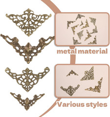 96Pcs Vintage Metal Book Corner Protectors for Scrapbooks and Crafts