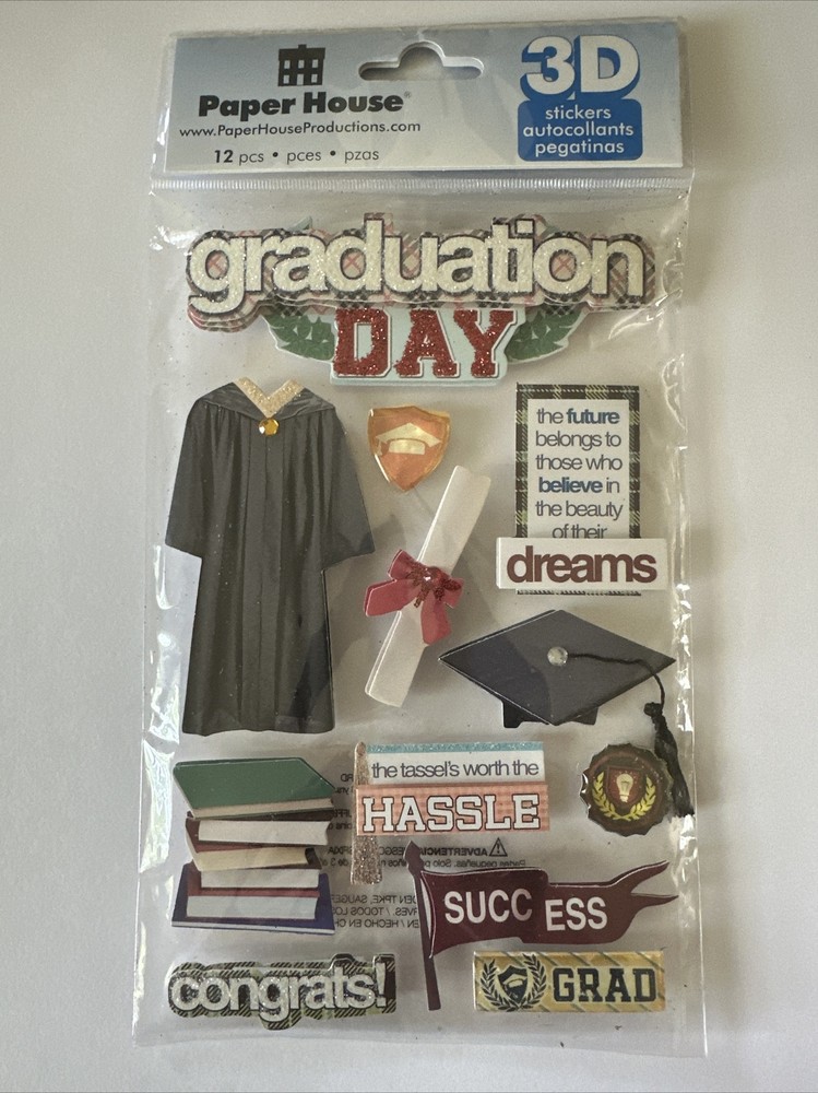 Graduation Day 3D scrapbook stickers – Paper House Cap Gown Congrats Success