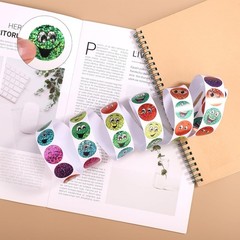 500pcs Foil Happy Face Holographic Stickers, 1 Inch Small Round Smile Sticker Ro