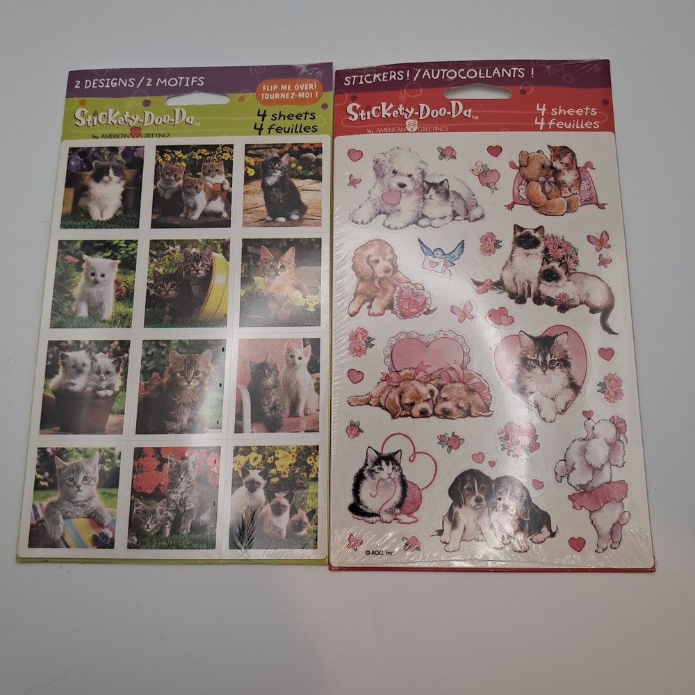 Vtg AGC Stickety-Doo-Da Puppies Kitties Valentines Everyday Stickers…