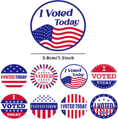 500PCS I Voted Today Stickers 1.5Inch round Patriotic Stickers Circle Red White