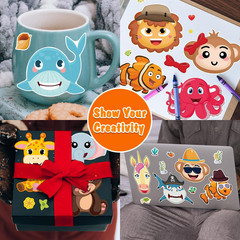 48 Sheets Make-A-Face Animal Stickers Mix and Match for Kids Party Favors Suppli