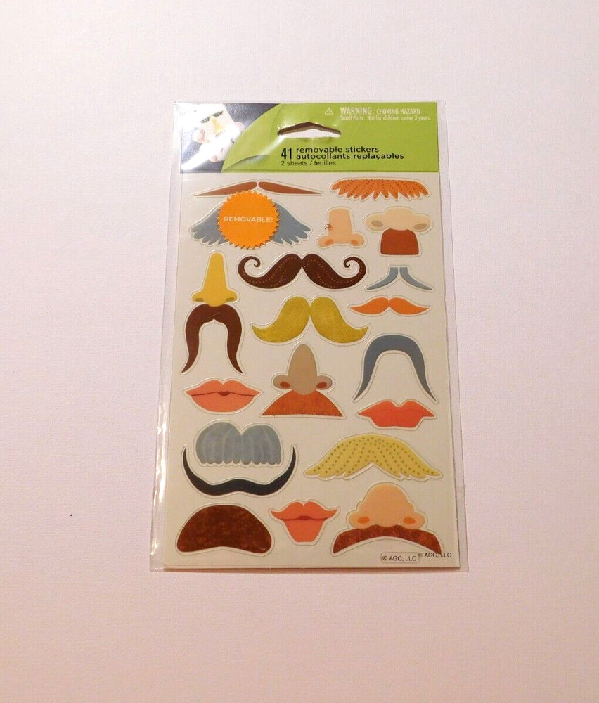 American Greetings 41 Removable ~Boy Girl Face~ Hair Nose Stickers Sealed Pack