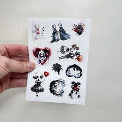 Gothic Valentine’s Day Stickers 3 Sheets Junk Journal Collage Cards