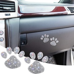 Stylish 4-Pack Paw Print Rhinestone Decals – Waterproof for -Round Use