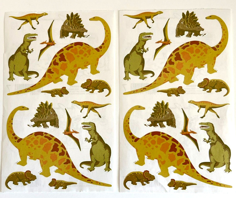 Lot of 2 Sheets MRS GROSSMAN’S DINOSAURS Stickers 2003 T-REX Brontosaurus