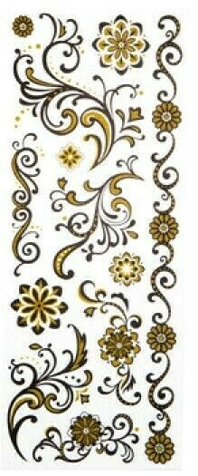 Black Gold Glitter Paper Studio Flourish Swirl Accent Border Stickers