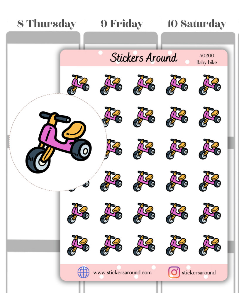 Baby Bike Icon Planner Sticker, Calendar and Journal Stickers