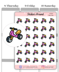 Baby Bike Icon Planner Sticker, Calendar and Journal Stickers