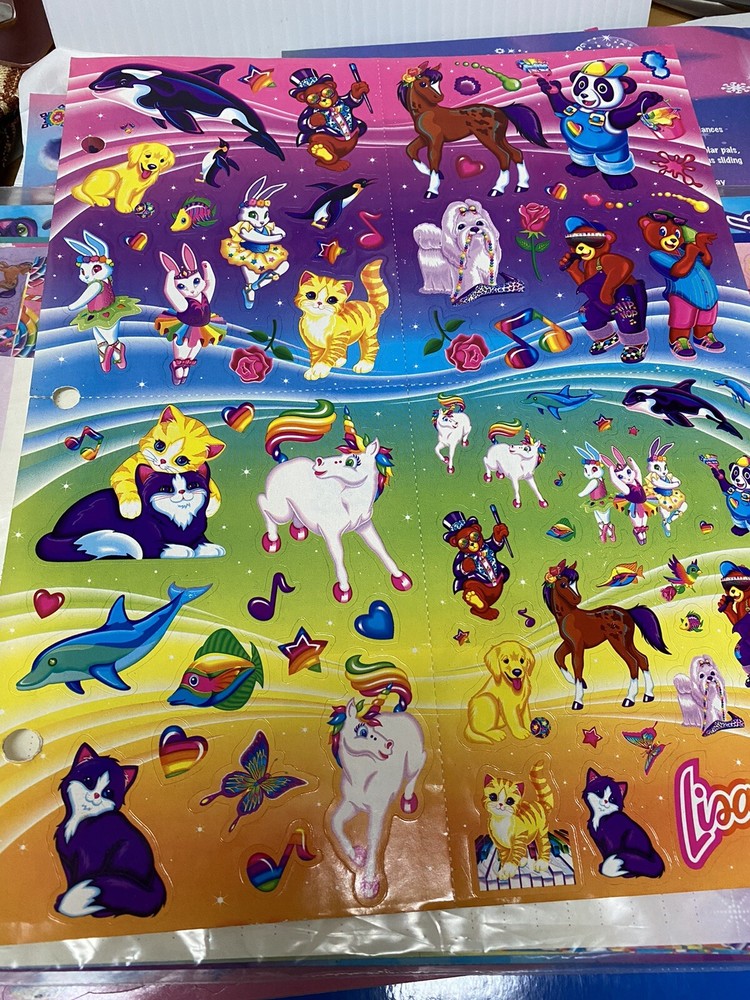 JUMBO Lisa Frank Characters Large Jumbo Sticker Sheet For 3 Ring Binder