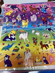 JUMBO Lisa Frank Characters Large Jumbo Sticker Sheet For 3 Ring Binder