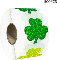 500 Pcs St Patrick’S Day Clover Stickers 1.5 Inch Green Self-Adhesive Decals