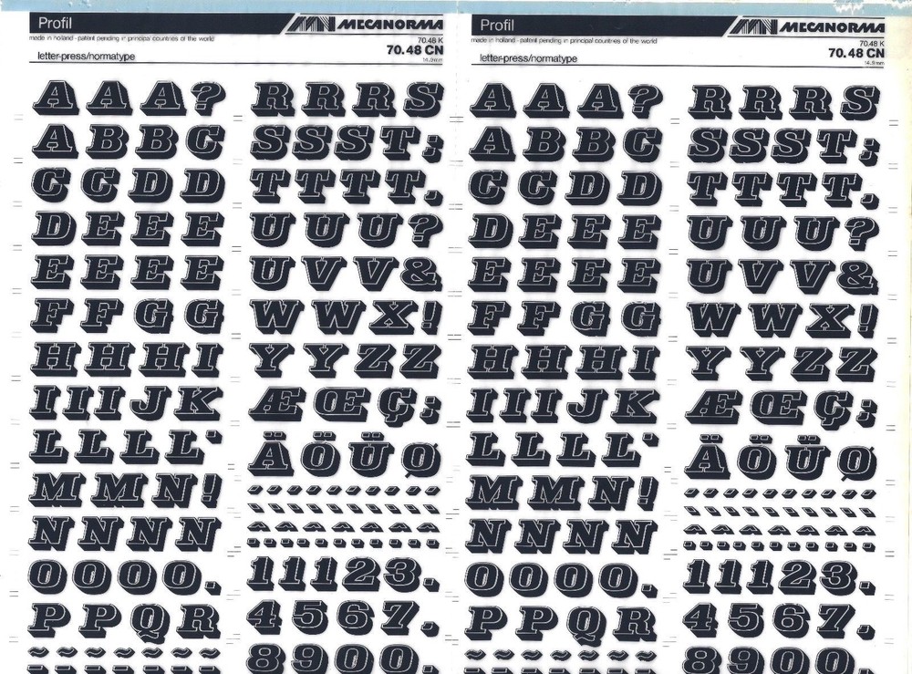 MECANORMA Dry Transfer Lettering 70.48 CN #273 PROFIL 14.9mm