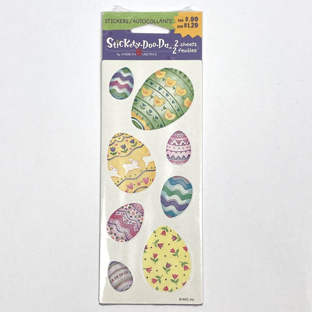 NEW American Greetings EASTER EGG Stickers 2 Sheets 16 Eggs
