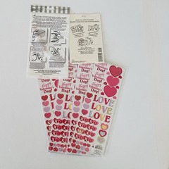 Lot 6 Heart Stickers Valentines Day Love Sweethearts Rub On Transfers NEW