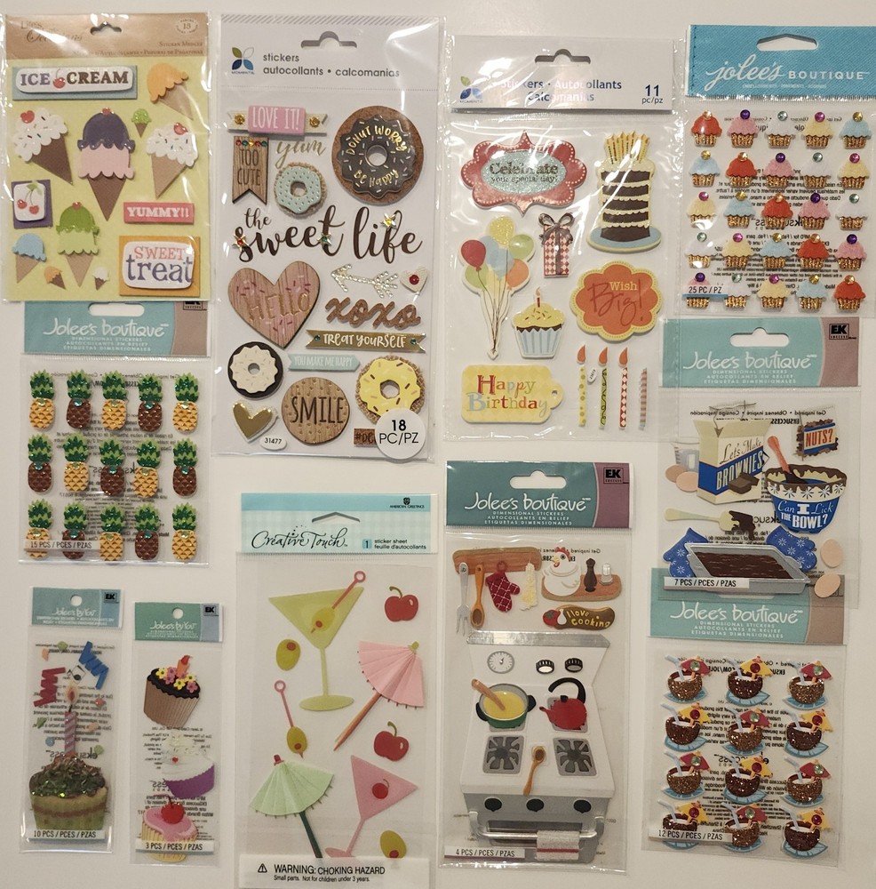 Lot Of 11 JOLEE’S BOUTIQUE K&CO Momenta Creative Touch 3D Stickers FOOD