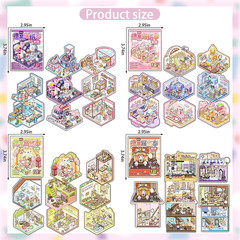 32 Sets Pocket DIY 3D Sticker Scene Collection Book DIY 3D House Stickers Therap