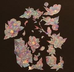 Korean Camellia Chaekgado Holographic Sticker Mother of Pearl Effect DIY Decor