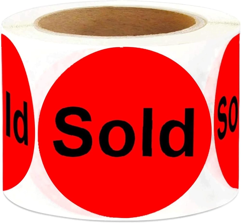SOLD Labels 2″ Round Fluorescent Red 500/Roll Retail Yard Sale Inventory Tag NEW