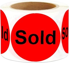 SOLD Labels 2″ Round Fluorescent Red 500/Roll Retail Yard Sale Inventory Tag NEW