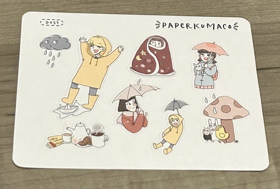 NEW Paper Kuma Co Rainy Day ☔️ Sticker Sheet PaperKumaCo Stickers