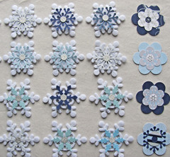Handmade Snowflakes Winter Flowers 50 Felt Paper Christmas Embellishments Cards