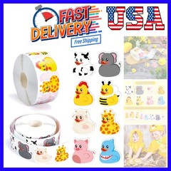 1000 Pcs Animal Rubber Duck Roll Stickers Self-Adhesive Funny Safari Zoo Anim…