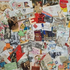 Vintage Junk Journal Paper Lot Ephemera Craft Bundle Old Photos Christmas Cards