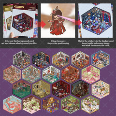Miniature Scene 20 Sets DIY 3D Stickers Horror Adventure Theme for Mini House