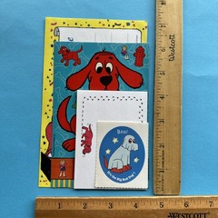 Vintage 90s Clifford Big Red Dog Stickers Grad Cert & Post It Sticky Notes Lot