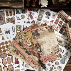 Vintage Aesthetic Washi Stickers and Papers for Scrapbooking, 40 Sheets Ephemera