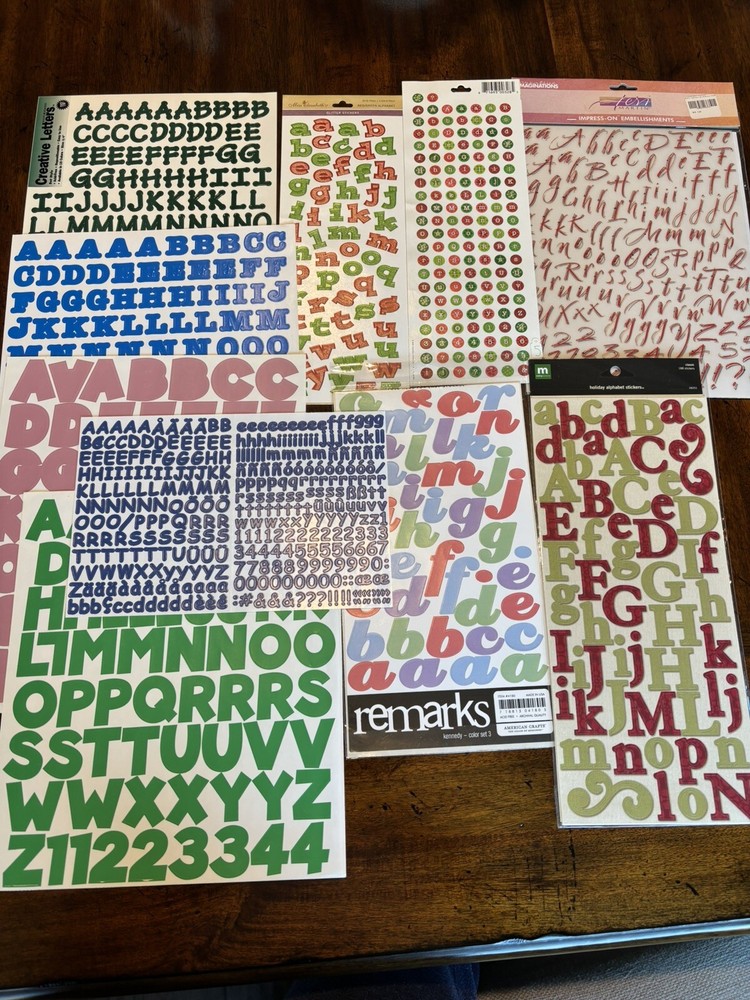 NEW Lot Of 11 Sticker Letters & Numbers For Paper Crafting